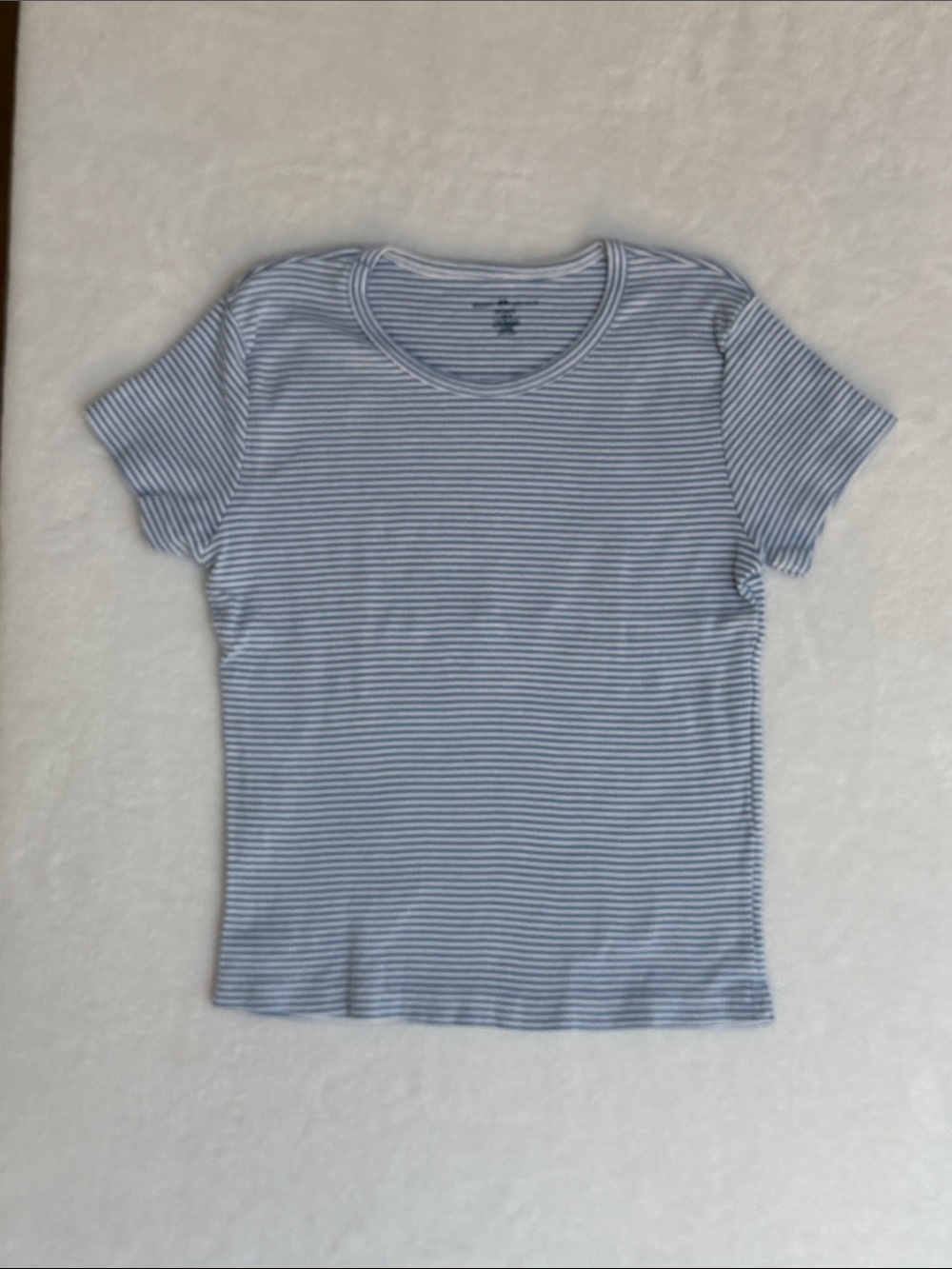 Brandy Melville Light Blue and White Striped Tee